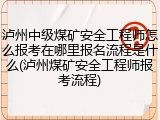 泸州中级煤矿安全工程师怎么报考在哪里报名流程是什么(泸州煤矿安全工程师报考流程)