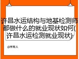 许昌水运结构与地基检测师都做什么的就业现状如何(许昌水运检测就业现状)
