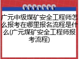 广元中级煤矿安全工程师怎么报考在哪里报名流程是什么(广元煤矿安全工程师报考流程)