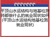 平顶山水运结构与地基检测师都做什么的就业现状如何(平顶山水运结构地基检测就业现状)