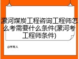 漯河煤炭工程咨询工程师怎么考需要什么条件(漯河考工程师条件)