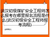 武汉初级煤矿安全工程师怎么报考在哪里报名流程是什么(武汉初级安全工程师报考流程)
