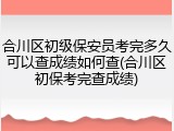合川区初级保安员考完多久可以查成绩如何查(合川区初保考完查成绩)