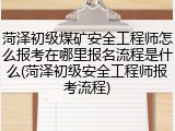 菏泽初级煤矿安全工程师怎么报考在哪里报名流程是什么(菏泽初级安全工程师报考流程)