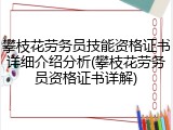攀枝花劳务员技能资格证书详细介绍分析(攀枝花劳务员资格证书详解)