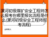 漯河初级煤矿安全工程师怎么报考在哪里报名流程是什么(漯河初级安全工程师报考流程)