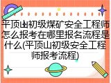 平顶山初级煤矿安全工程师怎么报考在哪里报名流程是什么(平顶山初级安全工程师报考流程)