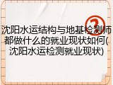 沈阳水运结构与地基检测师都做什么的就业现状如何(沈阳水运检测就业现状)