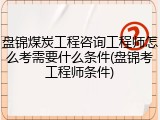 盘锦煤炭工程咨询工程师怎么考需要什么条件(盘锦考工程师条件)
