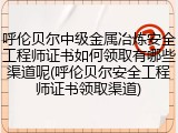 呼伦贝尔中级金属冶炼安全工程师证书如何领取有哪些渠道呢(呼伦贝尔安全工程师证书领取渠道)