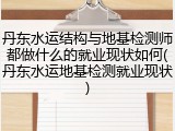 丹东水运结构与地基检测师都做什么的就业现状如何(丹东水运地基检测就业现状)