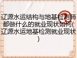 辽源水运结构与地基检测师都做什么的就业现状如何(辽源水运地基检测就业现状)