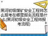 黑河初级煤矿安全工程师怎么报考在哪里报名流程是什么(黑河初级安全工程师报考流程)