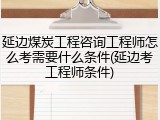 延边煤炭工程咨询工程师怎么考需要什么条件(延边考工程师条件)