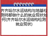 齐齐哈尔水运结构与地基检测师都做什么的就业现状如何(齐齐哈尔水运结构检测就业现状)