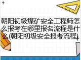 朝阳初级煤矿安全工程师怎么报考在哪里报名流程是什么(朝阳初级安全报考流程)