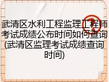 武清区水利工程监理工程师考试成绩公布时间如何查询(武清区监理考试成绩查询时间)