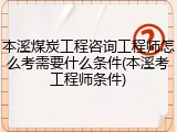 本溪煤炭工程咨询工程师怎么考需要什么条件(本溪考工程师条件)