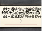 白城水运结构与地基检测师都做什么的就业现状如何(白城水运地基检测就业现状)