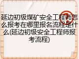 延边初级煤矿安全工程师怎么报考在哪里报名流程是什么(延边初级安全工程师报考流程)