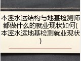本溪水运结构与地基检测师都做什么的就业现状如何(本溪水运地基检测就业现状)
