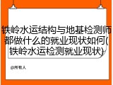铁岭水运结构与地基检测师都做什么的就业现状如何(铁岭水运检测就业现状)