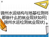 锦州水运结构与地基检测师都做什么的就业现状如何(锦州水运检测就业现状)