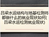 吕梁水运结构与地基检测师都做什么的就业现状如何(吕梁水运检测就业现状)