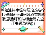 呼和浩特中级金属冶炼安全工程师证书如何领取有哪些渠道呢(呼和浩特金属安全证书领取渠道)