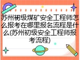苏州初级煤矿安全工程师怎么报考在哪里报名流程是什么(苏州初级安全工程师报考流程)