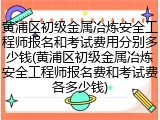 黄浦区初级金属冶炼安全工程师报名和考试费用分别多少钱(黄浦区初级金属冶炼安全工程师报名费和考试费各多少钱)