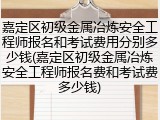 嘉定区初级金属冶炼安全工程师报名和考试费用分别多少钱(嘉定区初级金属冶炼安全工程师报名费和考试费多少钱)