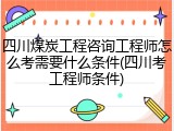 四川煤炭工程咨询工程师怎么考需要什么条件(四川考工程师条件)