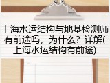 上海水运结构与地基检测师有前途吗,为什么?详解(上海水运结构有前途)