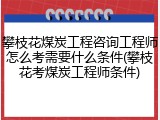 攀枝花煤炭工程咨询工程师怎么考需要什么条件(攀枝花考煤炭工程师条件)
