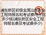 浦东新区初级金属冶炼安全工程师报名和考试费用分别多少钱(浦东新区安全工程师报名费及考试费多少)