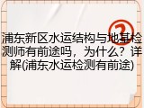 浦东新区水运结构与地基检测师有前途吗,为什么?详解(浦东水运检测有前途)