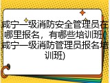 咸宁一级消防安全管理员在哪里报名，有哪些培训班(咸宁一级消防管理员报名培训班)