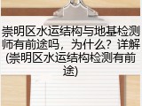 崇明区水运结构与地基检测师有前途吗,为什么?详解(崇明区水运结构检测有前途)