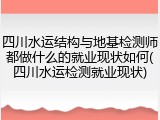 四川水运结构与地基检测师都做什么的就业现状如何(四川水运检测就业现状)