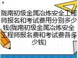 陇南初级金属冶炼安全工程师报名和考试费用分别多少钱(陇南初级金属冶炼安全工程师报名费和考试费各多少钱)