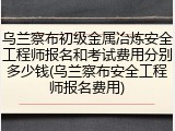 乌兰察布初级金属冶炼安全工程师报名和考试费用分别多少钱(乌兰察布安全工程师报名费用)
