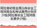 阿拉善初级金属冶炼安全工程师报名和考试费用分别多少钱(阿拉善安全工程师报名费多少钱)