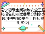 南宁初级金属冶炼安全工程师报名和考试费用分别多少钱(南宁初级安全工程师费用多少)