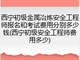 西宁初级金属冶炼安全工程师报名和考试费用分别多少钱(西宁初级安全工程师费用多少)