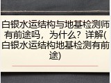 白银水运结构与地基检测师有前途吗,为什么?详解(白银水运结构地基检测有前途)