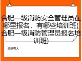 合肥一级消防安全管理员在哪里报名，有哪些培训班(合肥一级消防管理员报名培训班)