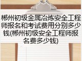 郴州初级金属冶炼安全工程师报名和考试费用分别多少钱(郴州初级安全工程师报名费多少钱)