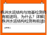 株洲水运结构与地基检测师有前途吗，为什么？详解(株洲水运结构检测有前途)