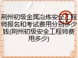 荆州初级金属冶炼安全工程师报名和考试费用分别多少钱(荆州初级安全工程师费用多少)